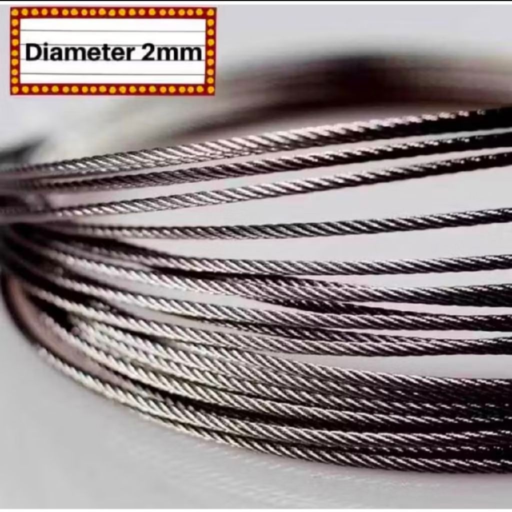 100 Meter Kawat Seling Baja 2mm Anti Karat