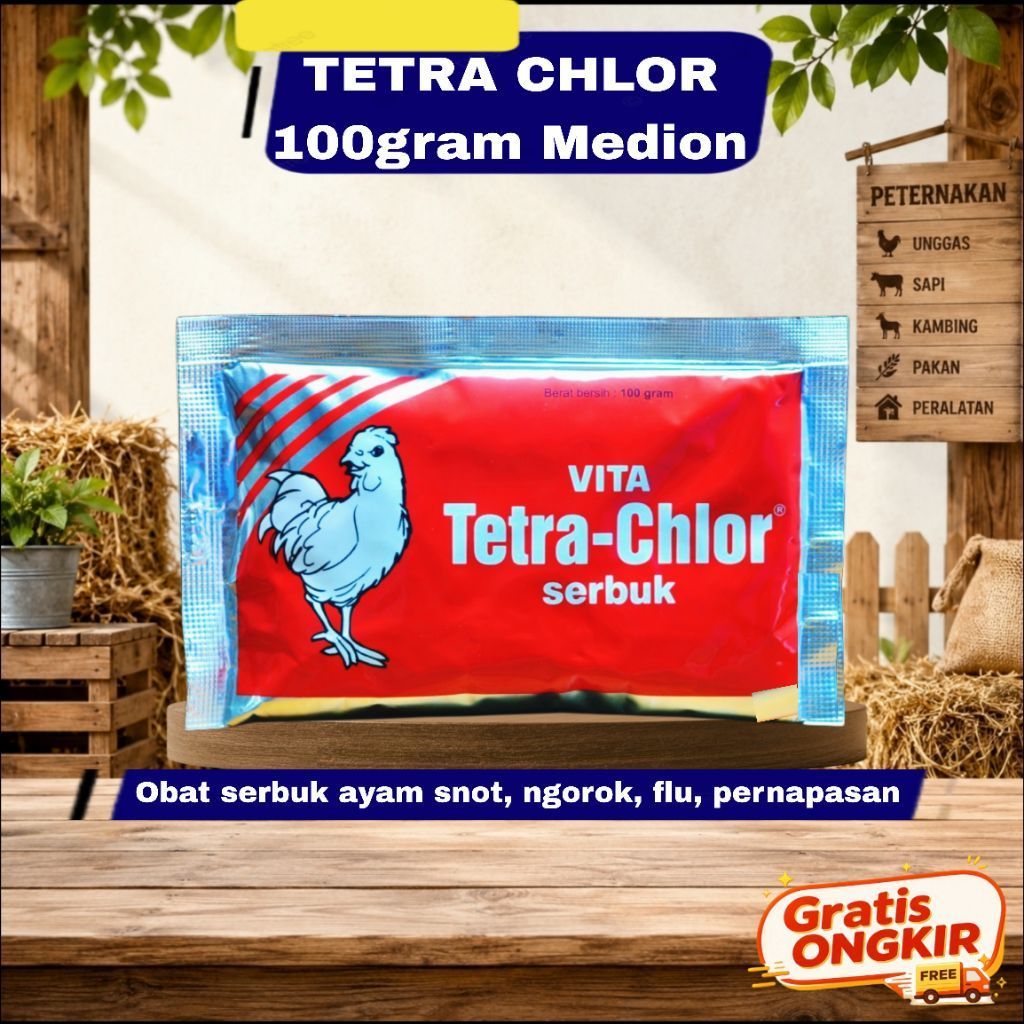 MEDION VITA TETRA CHLOR SERBUK 100 GRAM OBAT AYAM - Tetra Chlor 100gr