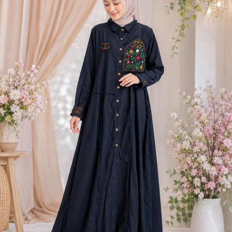 gamis bordir samping RIJEK BY SHR
