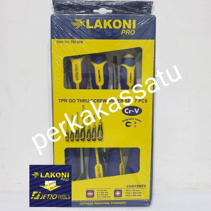 BEBAS ONGKIR - OBENG KETOK SET 7PCS GO THRU SCREWDRIVER LAKONI PRO JETJO TOOLS 701056