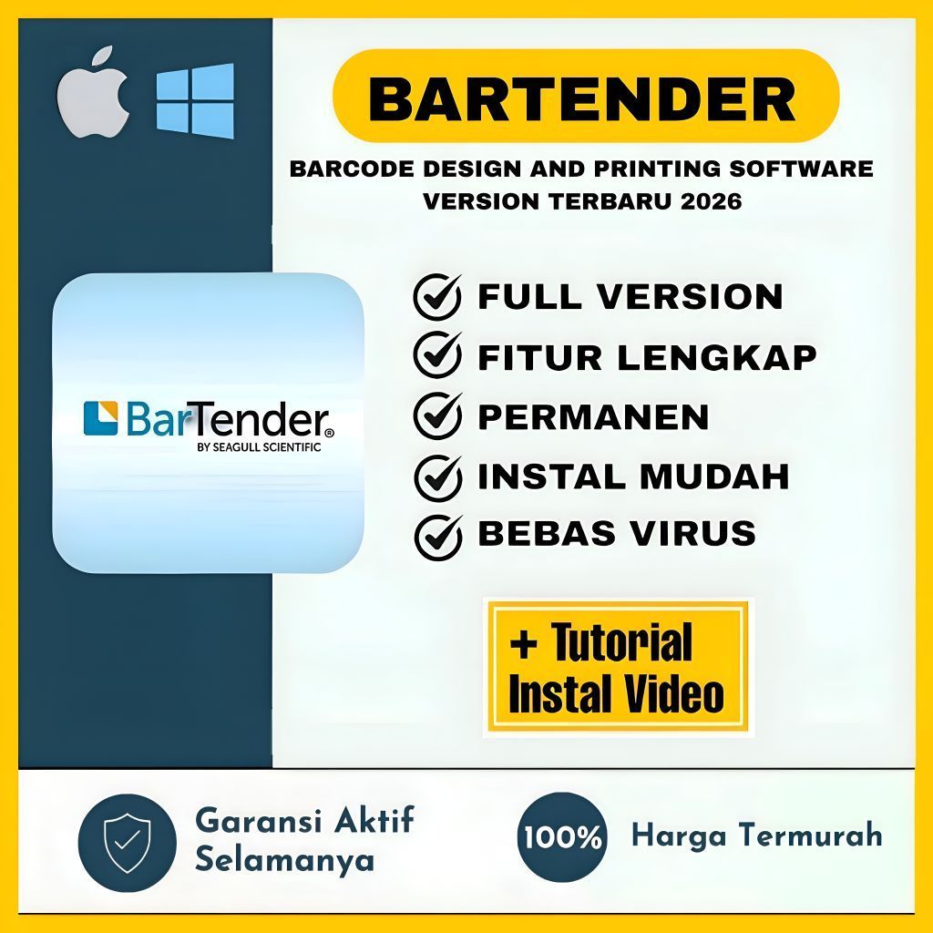 Bartender Enterprise Automation 2026 Full Version Lifetime Permanen Windows | Software Pencetak Barc