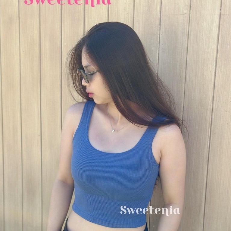 Sweetenia - Square Tanktop Crop/Regular Wanita Premium Rib Knit Polos Nyaman Adem Melar