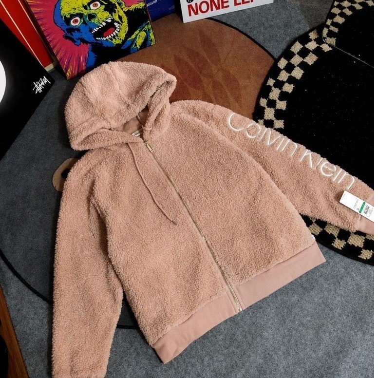 Jacket hoodie zipper Sherpa khakis