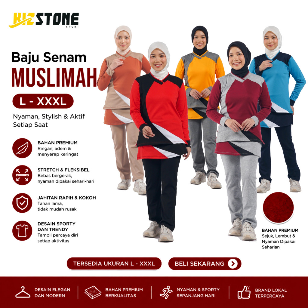 Baju Olahraga Muslimah | Baju Senam Wanita | Set Baju Olahraga Wanita