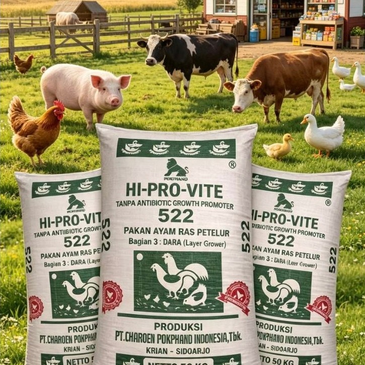 Pakan ayam ras petelur Dara hi pro vite 522 10 kiloan