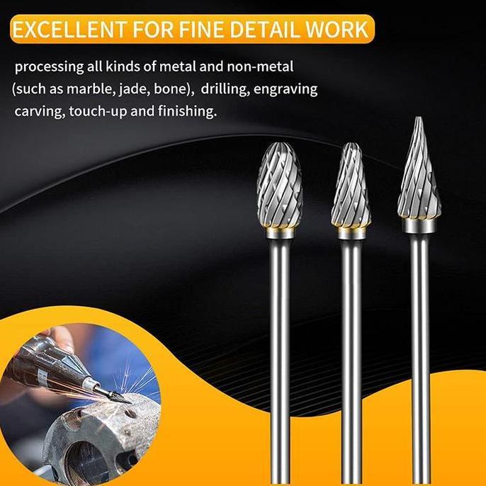 KASDIUM 2Pcs Mata Bor Tuner Carbide Rotary File / Carbide Rotary File / Tepi Ganda Tepi Tunggal