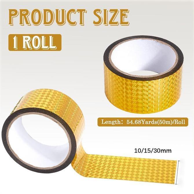 SRALANE 50M Tape Emas Gulungan Sticker Gold Selotip Masking Gold Washi Tape Untuk Diy Scrapbooking D