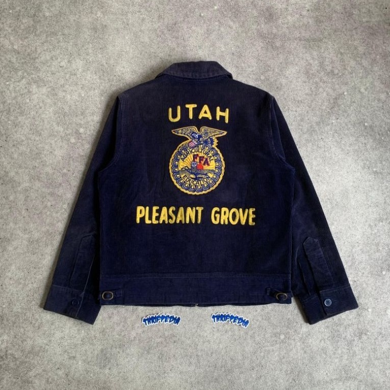 vintage 2000s FFA Jacket corduray dark navy utah