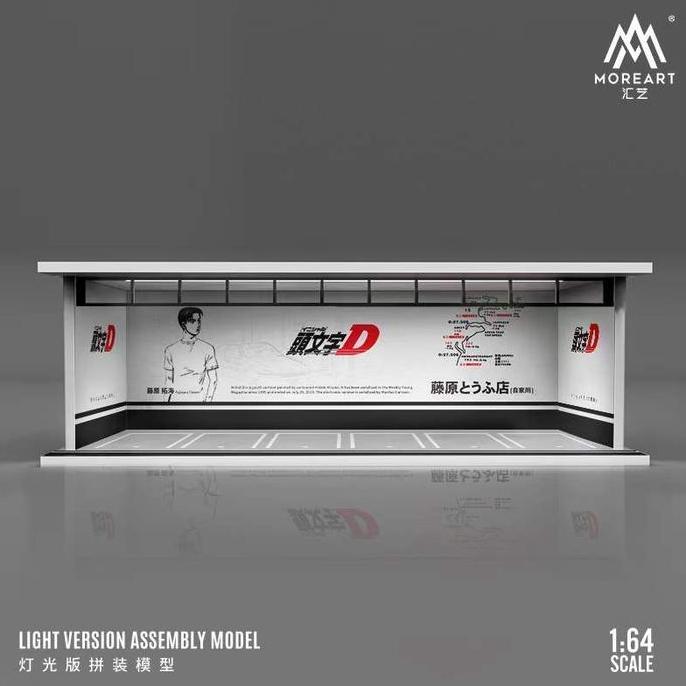 MoreArt More Art 1:64 Initial D White Parking Lot Scene Diorama Diecast with LED Light