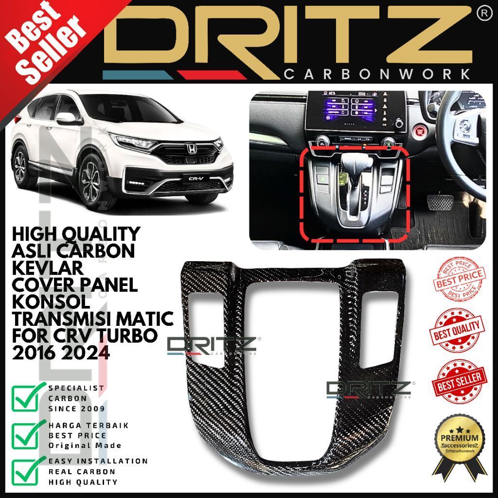 High Quality Asli Carbon Kevlar Cover Panel Konsol Transmisi HONDA CRV Turbo 2016 2023 Interior Akse