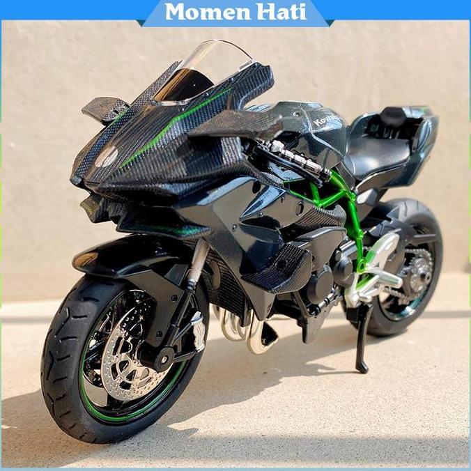 Miniatur Diecast Motor Kawasaki H2R Diecast Motor 1:18 Model Simulasi