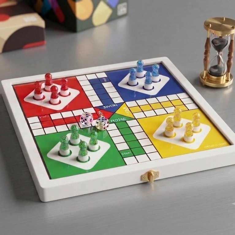 papan permainan ludo kayu magnet
