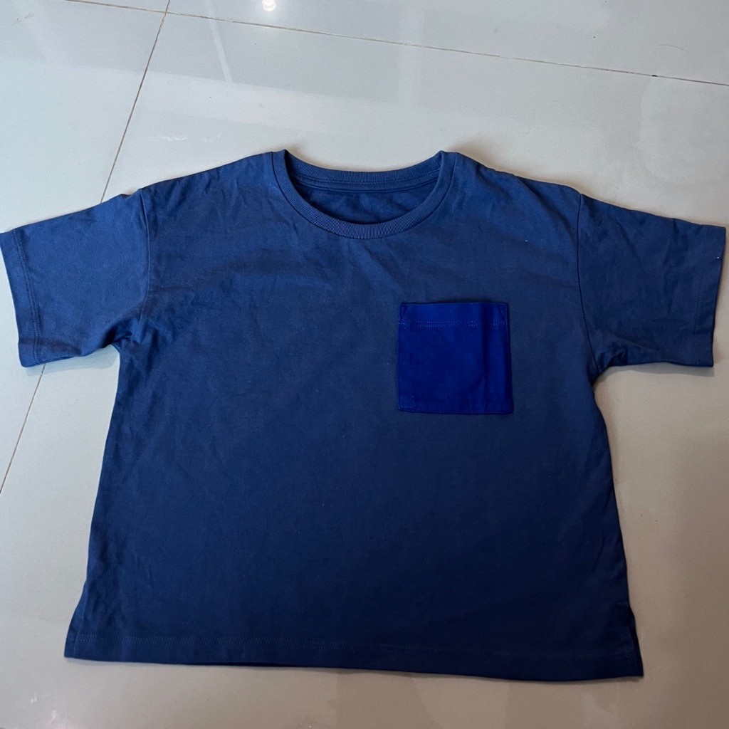 (6y) Uniqlo Airism Oversize Navy Baju Anak Laki Tshirt Kaos Lengan Pendek