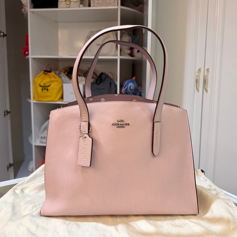 PRELOVED Coach Light Pink Beechwood Leather Charlie Carryall Purse Tote Bag Authentic Branded