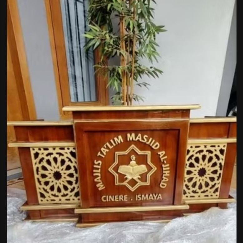Meja Majlis Mimbar Lesehan Pengajian Minimalis Jati, Meja Lesehan Pengajian Kyai, Meja Lesehan Ngaji