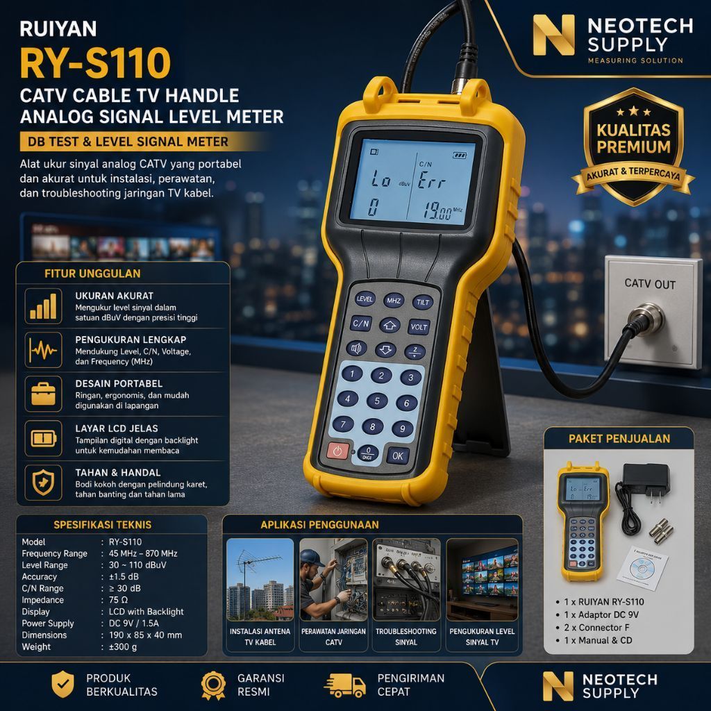 RUIYAN RY-S110 CATV Cable TV Handle Analog Signal Level Meter DB Test