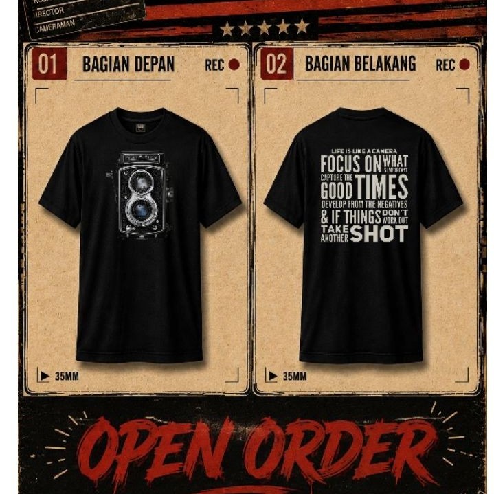 Kaos Film Street Culture Vintage Camera T Shirt Film Crew Filmmaker Streetwear Unisex