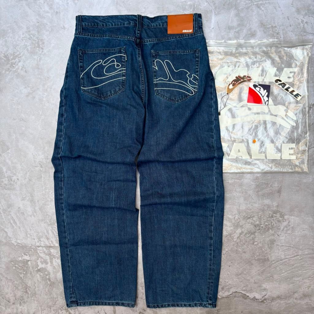 CALLE DE LARACHE DENIM WASHED BLUE Baggy Jeans Size L SECOND ORIGINAL