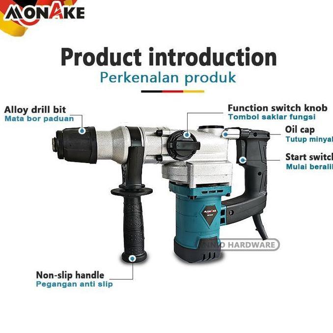 Promo Monake Mk826 Rotary Hammer Drill Mesin Bor Beton Listrik Electric Hammer Demolition