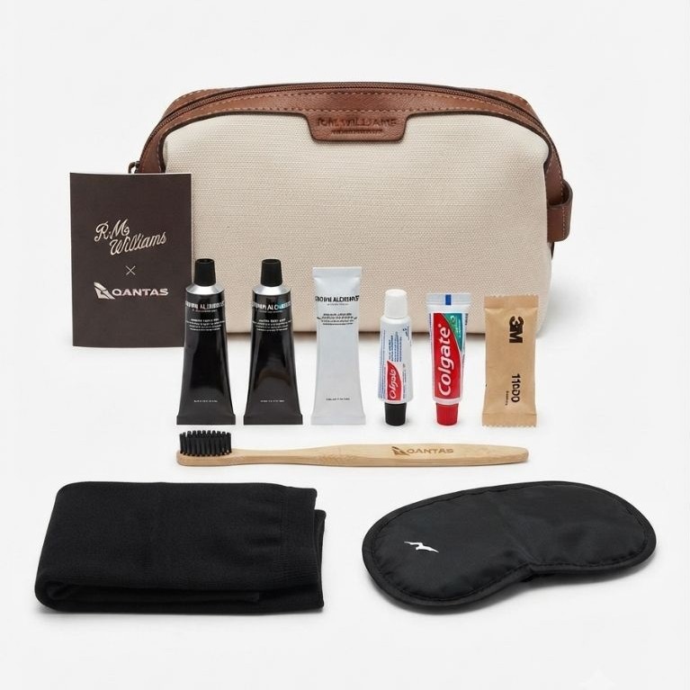 Amenity Kit - Set Perlengkapan Mandi & Tidur Eksklusif pouch import original Qantas