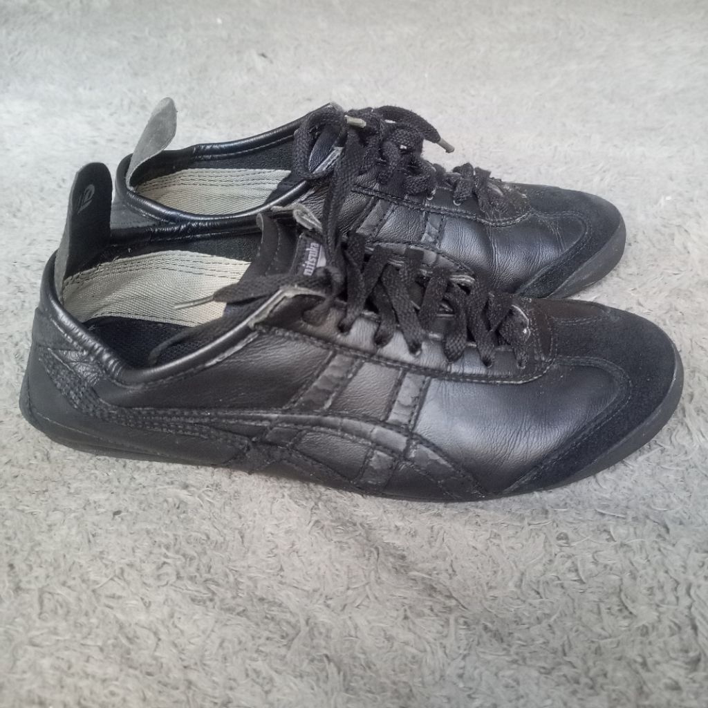 ONITSUKA TIGER MEXICO 66 ORIGINAL LEATHER FULL BLACK SIZE 41.5 PRELOVED KULIT ASLI Pria Wanita
