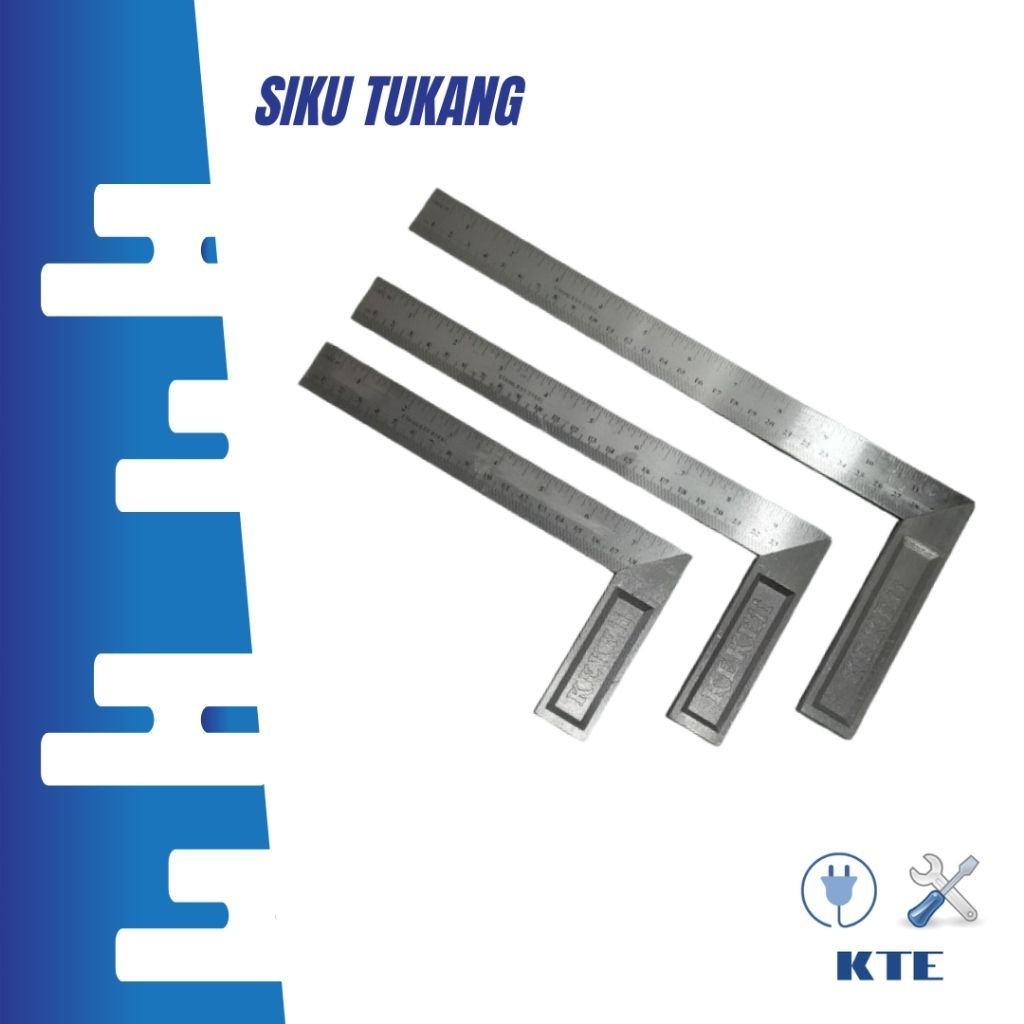 Siku Tukang / Penggaris siku besi ukuran 8"  10"  12"