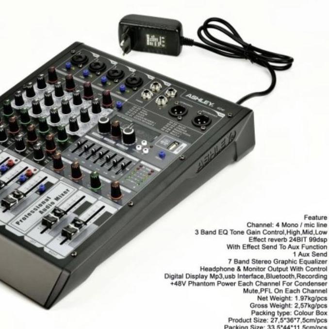 Soundkita- Mixer Audio Ashley 404I 4 Chennel Equalizer Monitor Amplifier