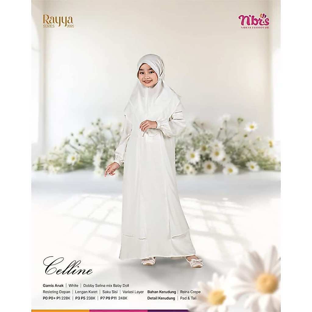 NIBRAS GAMIS ANAK CELLINE WHITE