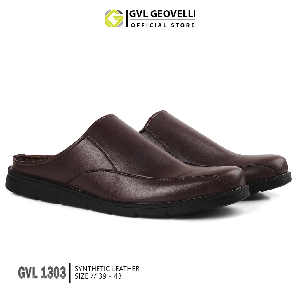 GVL Geovelli G1303 Valdemar Sepatu Sandal Bustong Pria Warna Coklat Kulit Sintetis