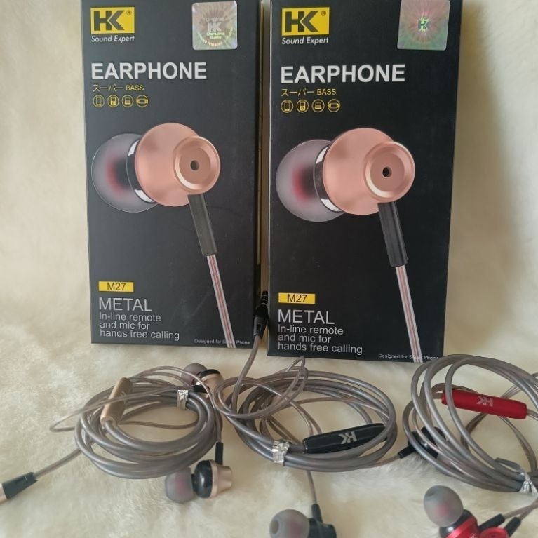 HK M27 Earphone Metal Super Bass In Ear Headset Dengan Mic Handsfree Smartphone