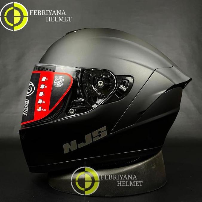 HELM NJS ZX1 SOLID BLACK DOFF FULL FACE NJS ZX-1 Motorcycle