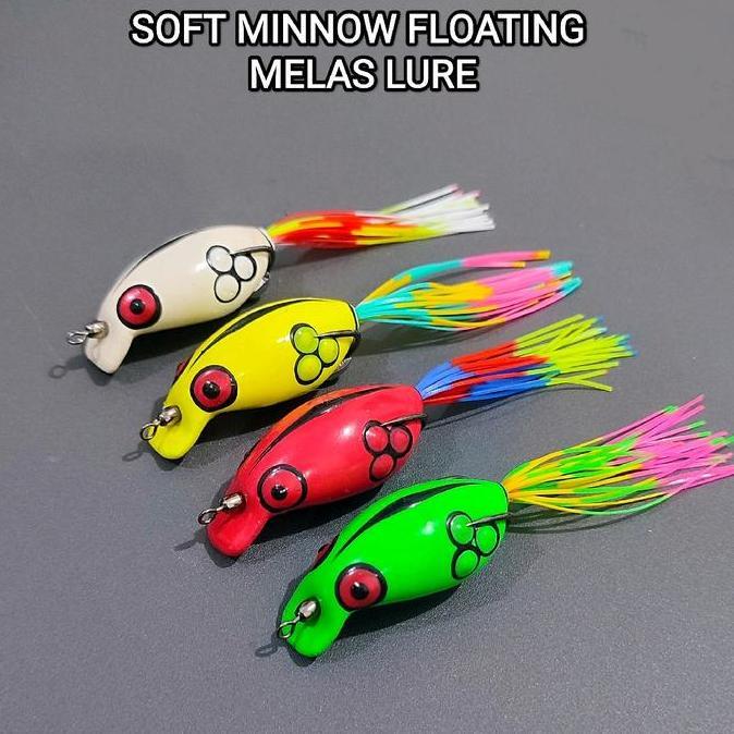 SOFT FROG MINNOW FLOATING MELAS LURE. soft minnow. umpan casting gabus. lure casting gabus.