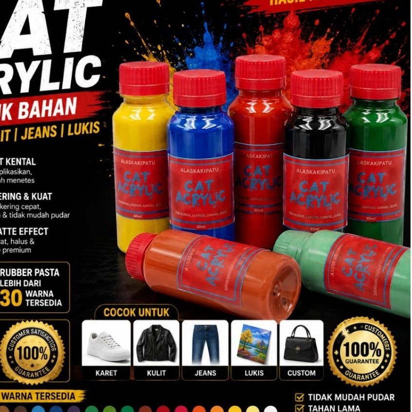 Cat sepatu acrylic waterbased 100ml bisa untuk bahan karet sepatu kulit leather repaint midsole rubb