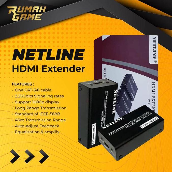 BEBAS ONGKIR - Netlline Hdmi Extender Full HD Up to 60m - Extender Hdmi 60 Meter