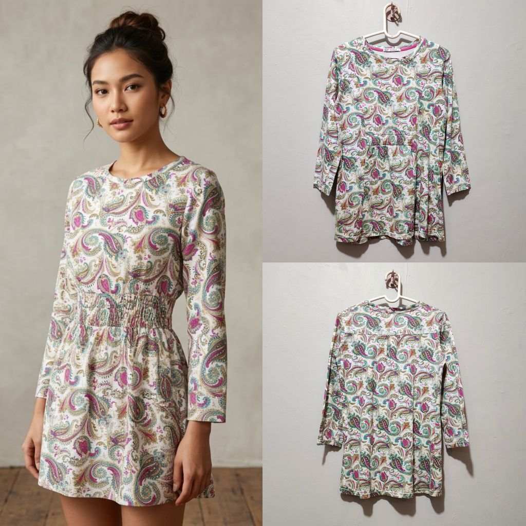 MISSTY denim wear tunik batik / batik Paisley dress motif etnik dress