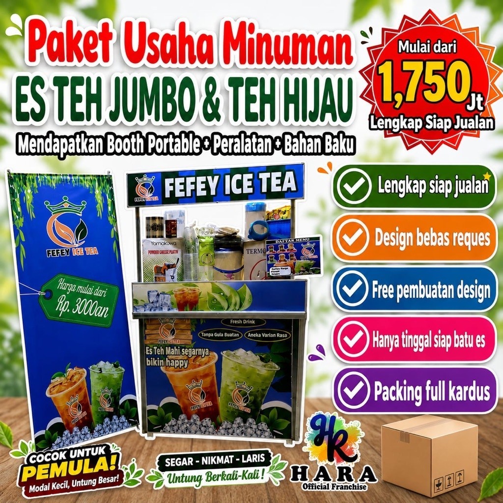 FRANCHISE/PAKET USAHA MINUMAN ES TEH MANIS SOLO & ES TEH HIJAU LENGKAP TERMURAH