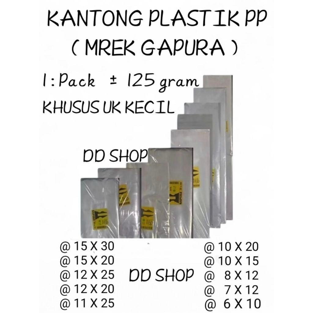 Kantong Plastik PP Gapura Uk 12X16 / Plastik PP bening/Kantong Plastik PP