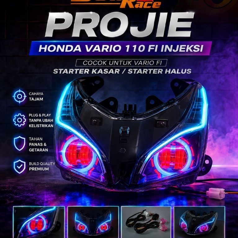 PAKET PROJIE PROJI REFLEKTOR LAMPU DEPAN HEADLAMP HONDA VARIO 110 FI