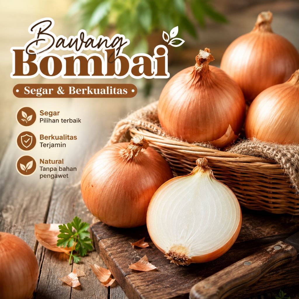 Bawang Bombay Segar 1kg - Bawang Merah Segar, Berkualitas Tinggi, Siap Digunakan