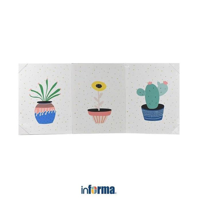 Bestseller- Informa 30X40 cm Set 3 Pcs Hiasan Dinding Kanvas Tanaman Dekorasi Ruangan Pajangan Dindi