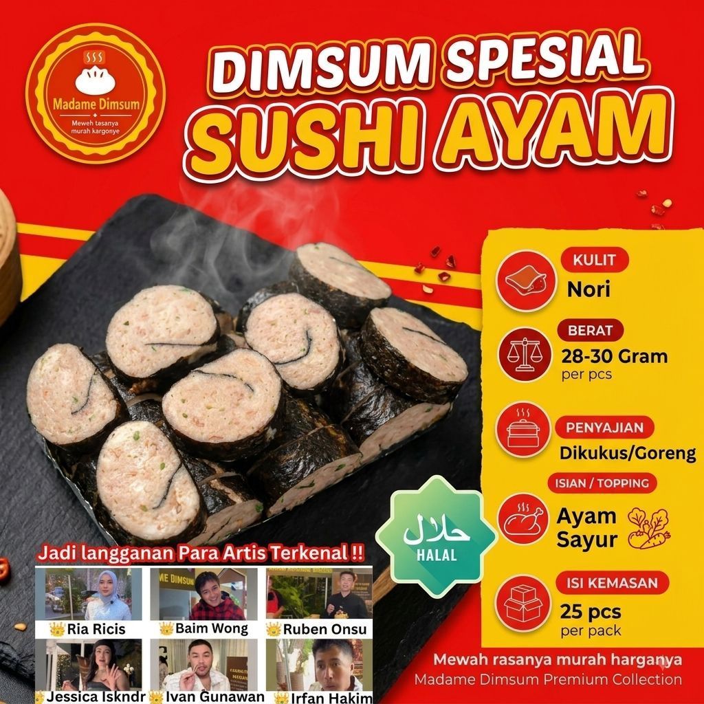 (VARIAN DIMSUM AYAM NORI SUSHI AYAM)(HARGA PERPACK isi 25 pcs).. Pabrik Dimsum frozen food  Dimsum n
