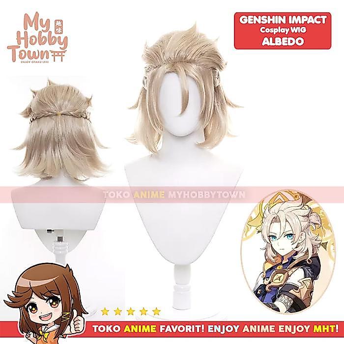 Wig Cosplay Anime Game Genshin Impact Albedo