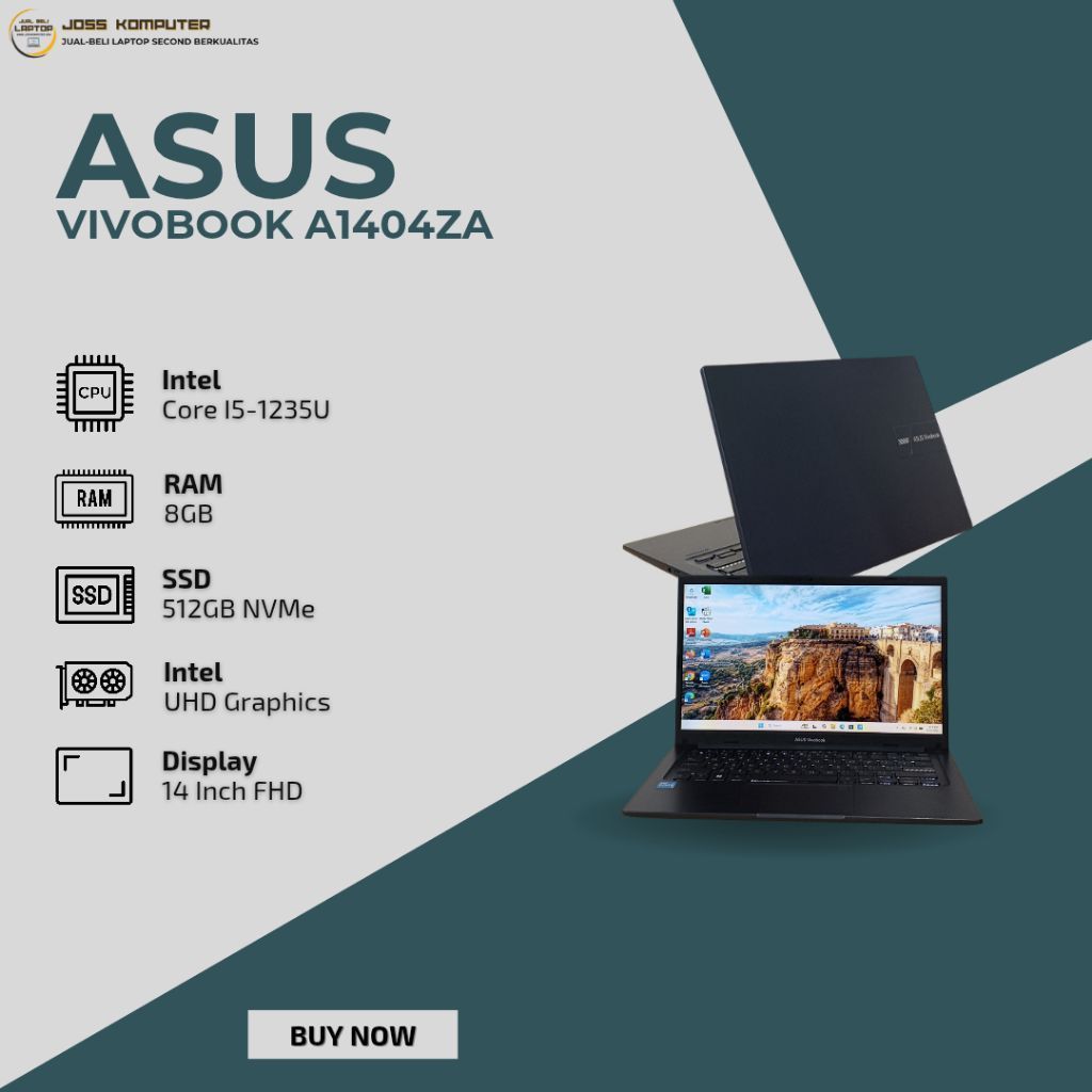 ASUS VIVOBOOK A1404ZA INTEL CORE I5-1235U/ RAM 8GB/ SSD 512GB NVME/ 14" FHD/ KEY BACKLITE