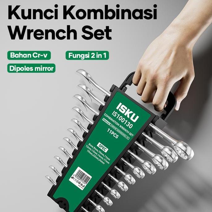 Clan- Isku Kunci Ring Pas Set 11 Pcs Chrome Vanadium Is100130 Combination Wrench 8-4Mm In1 Fleksibel