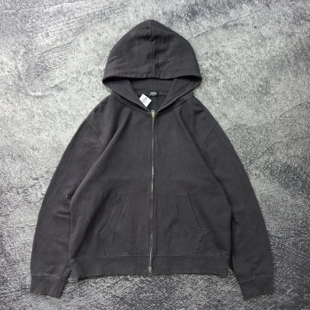 Jaket Hoodie pria zipper MUSINSA STANDARD basic polos hitam casual murah size xl
