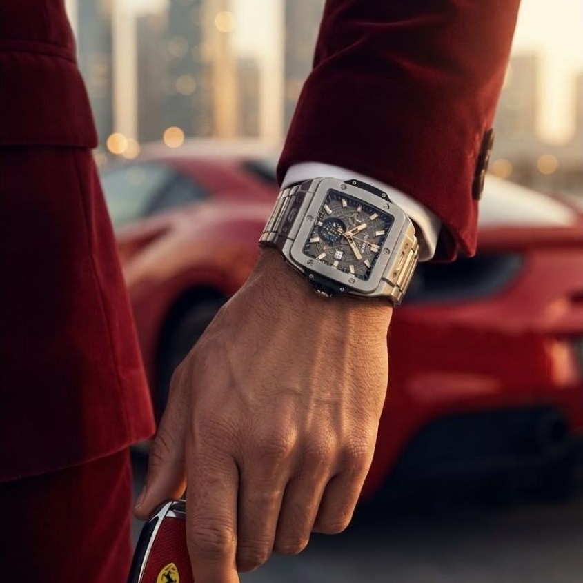 JAM TANGAN PRIA HBT SQUARE RANTAI ANALOG MODEL KOTAK