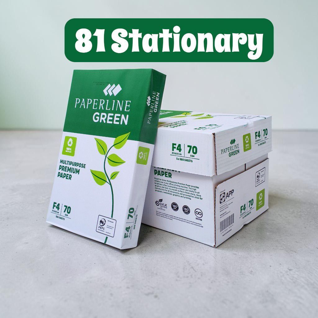 Kertas HVS PAPERLINE GREEN F4 70 gsm 100% Recycle Paper (1 rim)