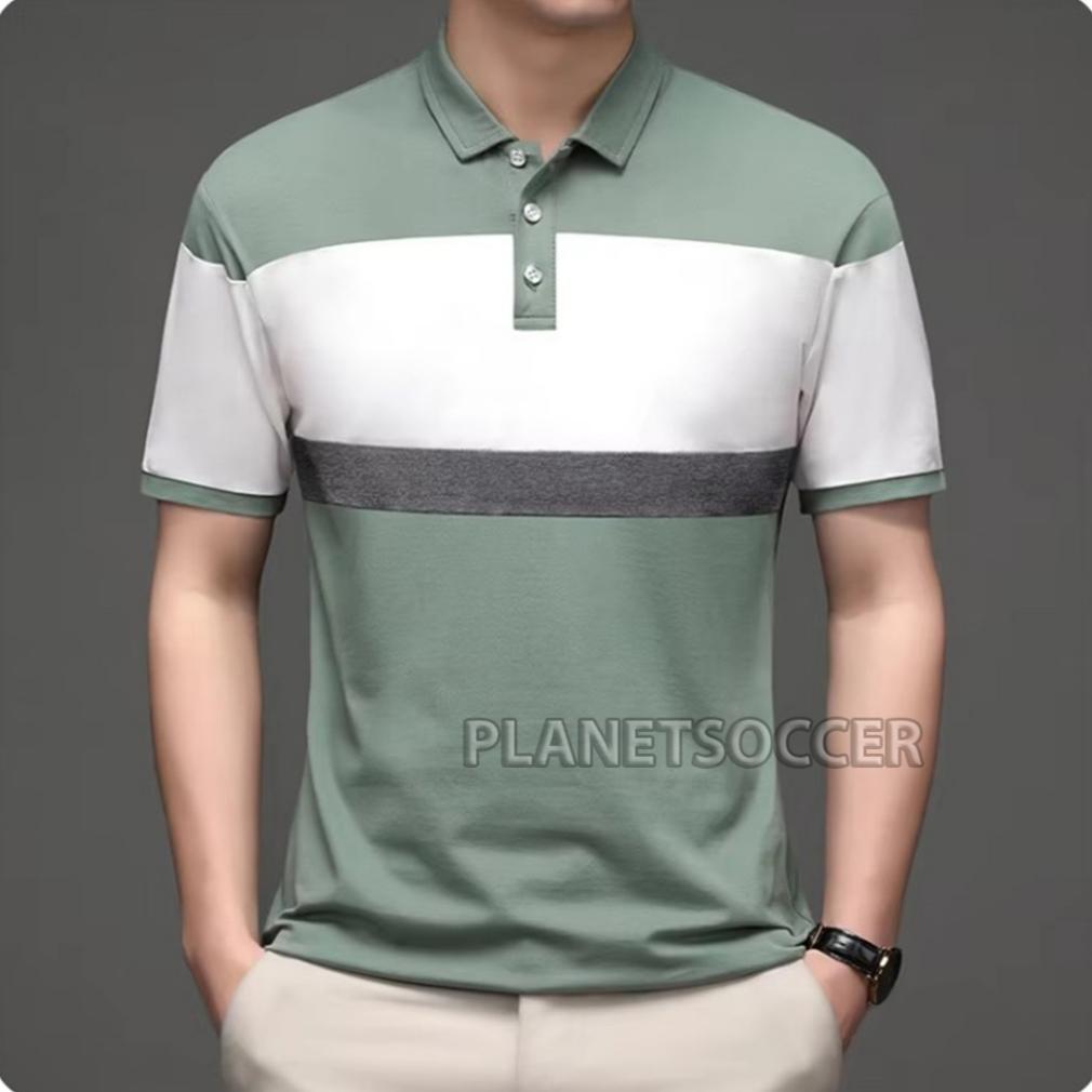 Kaos Pria Terbaru EVOLT Kombinasi Putih Polos Kaos Polo Pria Kerah Shanghai Distro Bandung Original