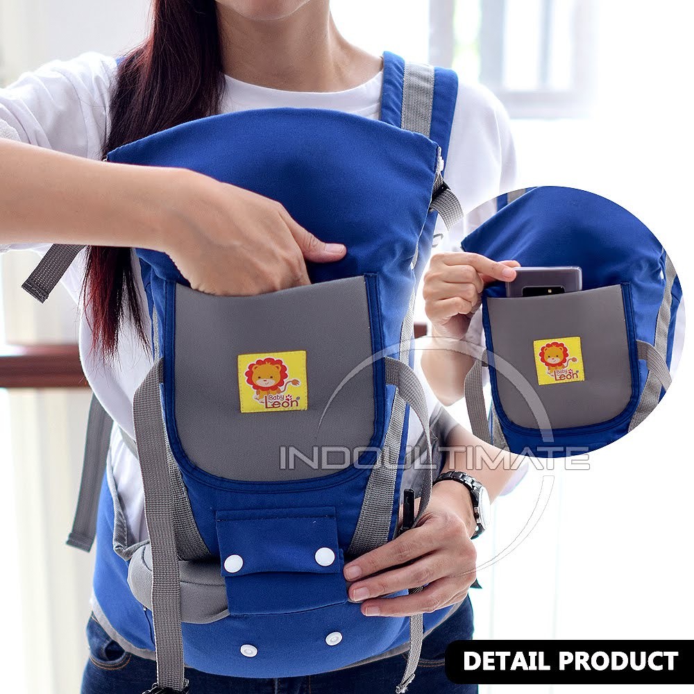 5in1 Gendongan Bayi Hipseat BABY LEON Depan Multifungsi + TOPI (0-3 Tahun) Anti Capek Kanguru by-60 