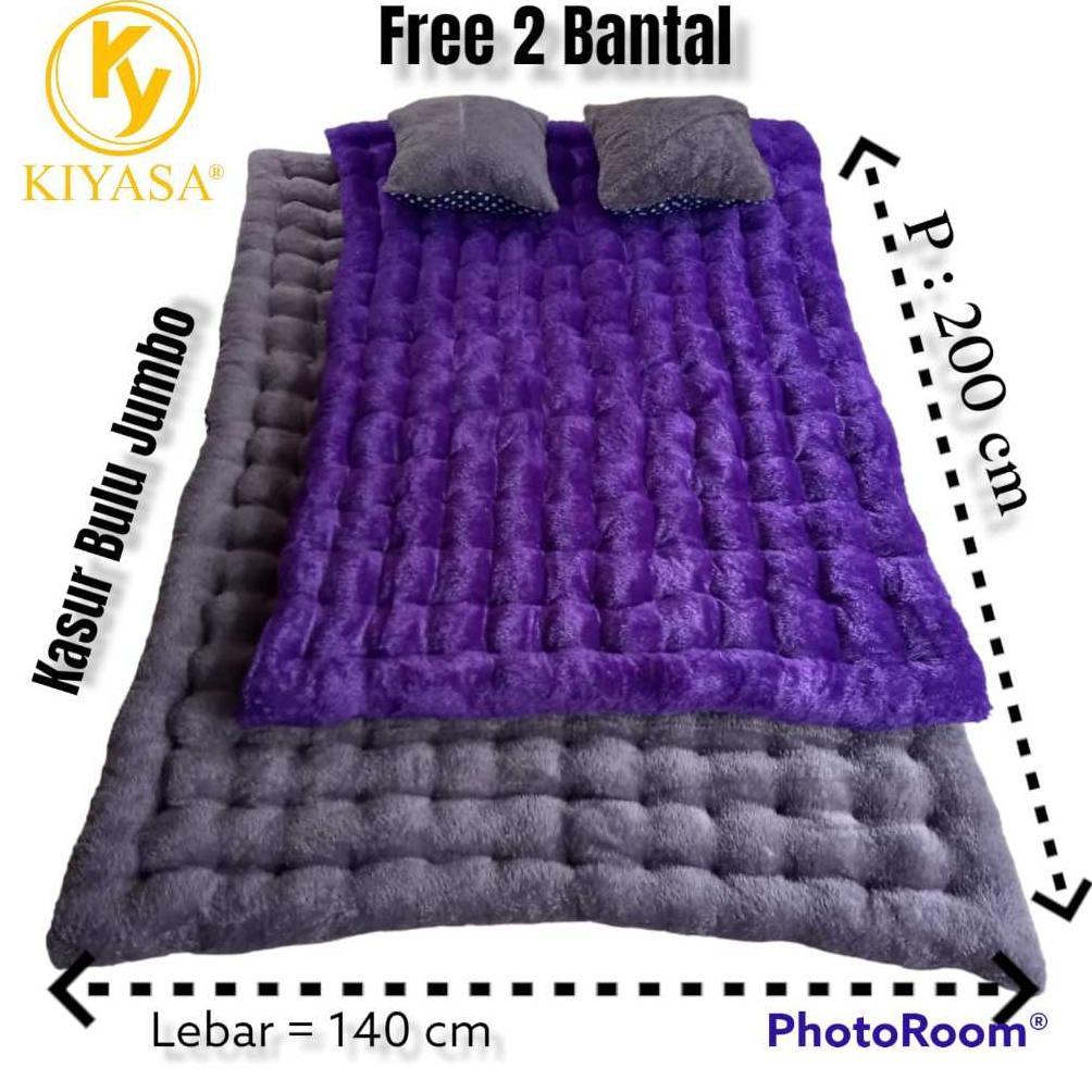Kasur Lantai Karpet Bulu Gender Bonus 2 Bantal